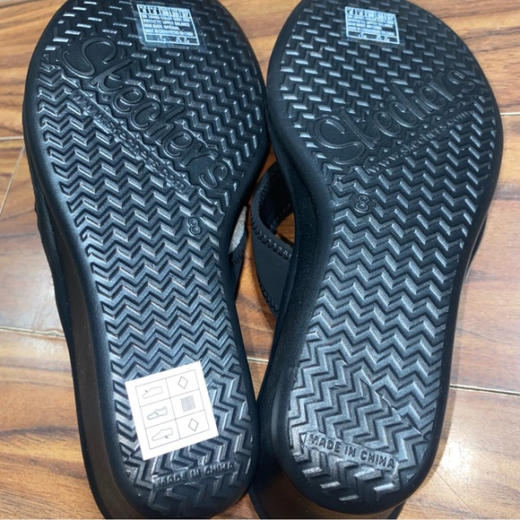 Skechers Young At Heart Wedge Sandals Black Memory Foam size 8 - Picture 5 of 8